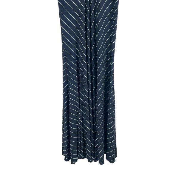Comfy USA Striped V Neck Maxi Dress Soft Jersey Navy Blue - Picture 3 of 8